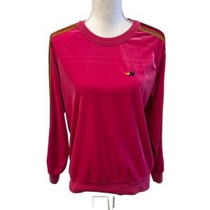 Aviator Nation Velvet Velour Crew Neck Sweatshirt Womens Medium Pink Pullover